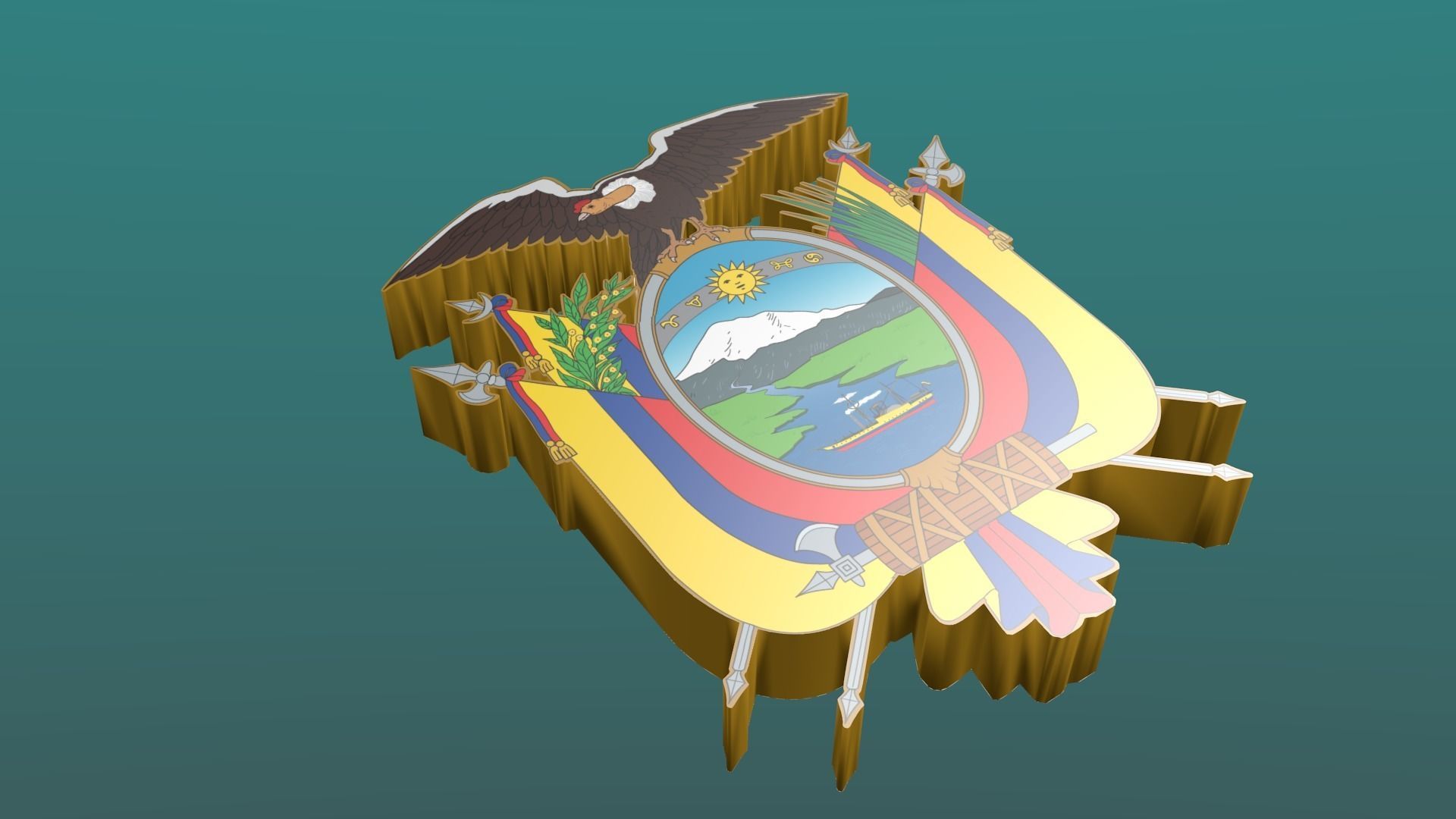 3D Coat of Arms of Ecuador in Blender Blender Cycles and 3ds Max 3D model_17