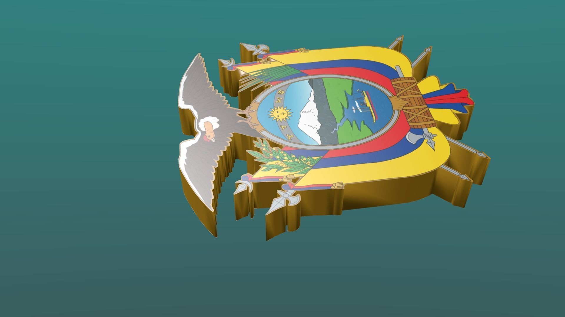 3D Coat of Arms of Ecuador in Blender Blender Cycles and 3ds Max 3D model_14