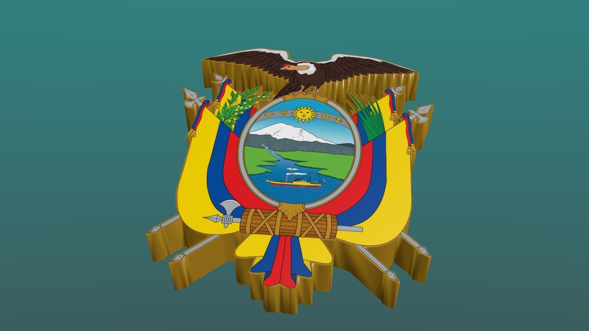 3D Coat of Arms of Ecuador in Blender Blender Cycles and 3ds Max 3D model_20