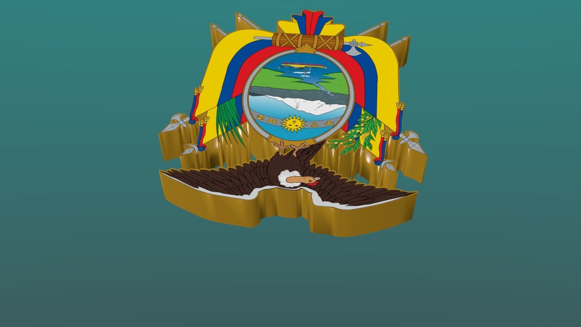 3D Coat of Arms of Ecuador in Blender Blender Cycles and 3ds Max 3D model_11