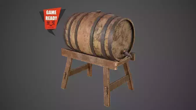 BARREL OLD 2 Game Ready PBR Low-poly 