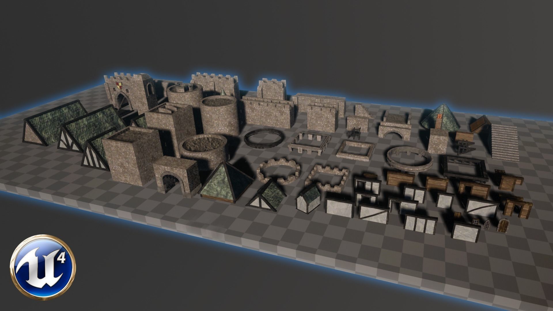 Medieval Castle Keep Modular Kitbash Pack Low-poly 3D model_5