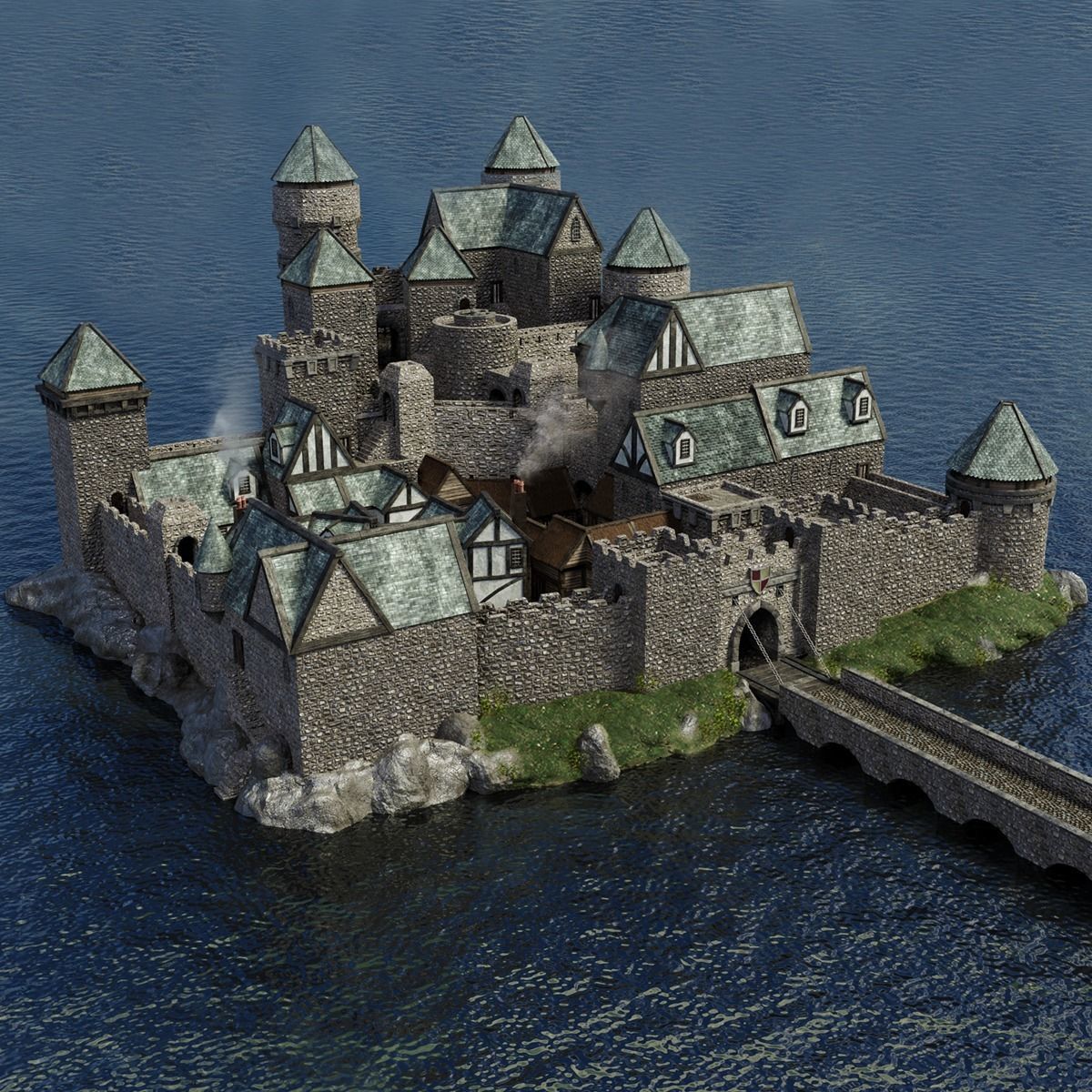 Medieval Castle Keep Modular Kitbash Pack Low-poly 3D model_7