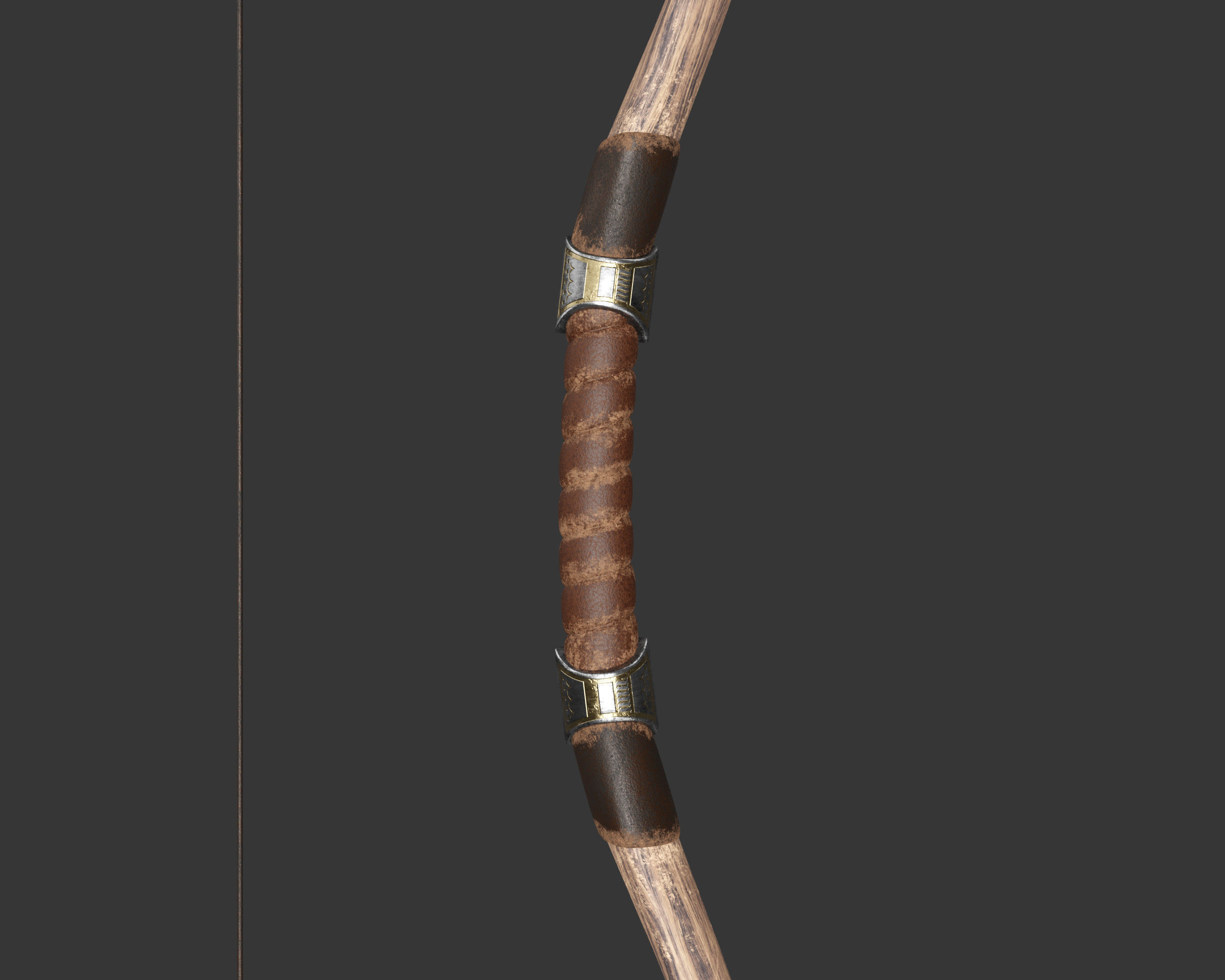 Medieval Noble Weapon Bow and Arrow Low-poly 3D model_12