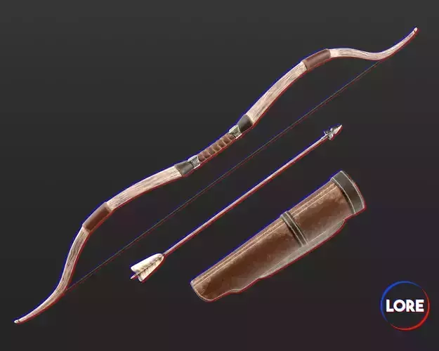 Medieval Noble Weapon Bow and Arrow Low-poly 3D model