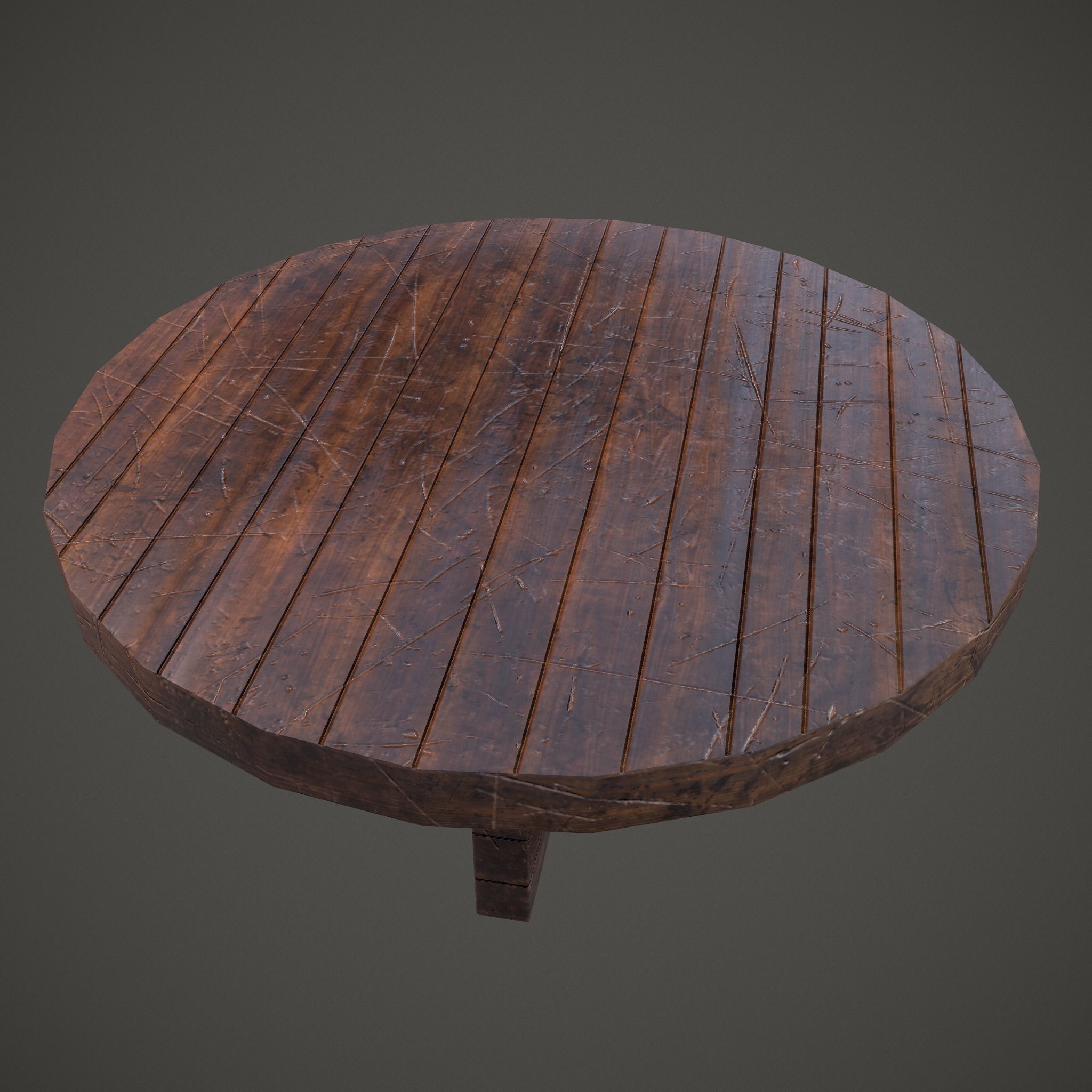 Medieval Tavern Round Table Low-poly 3D model_10