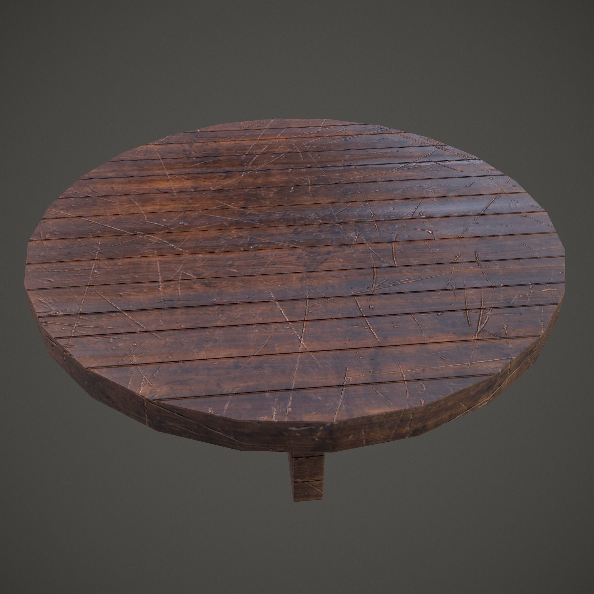 Medieval Tavern Round Table Low-poly 3D model_9
