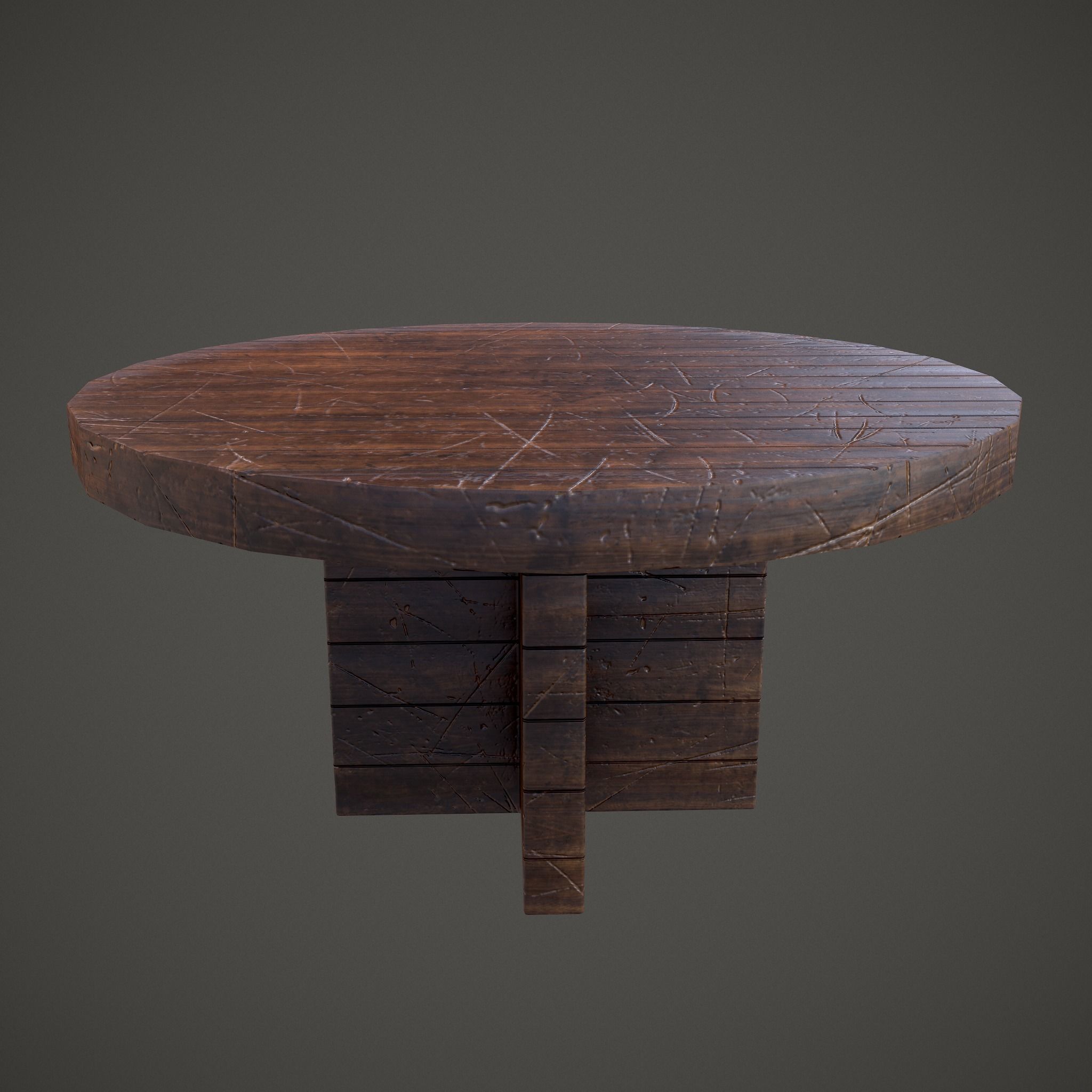 Medieval Tavern Round Table Low-poly 3D model_3