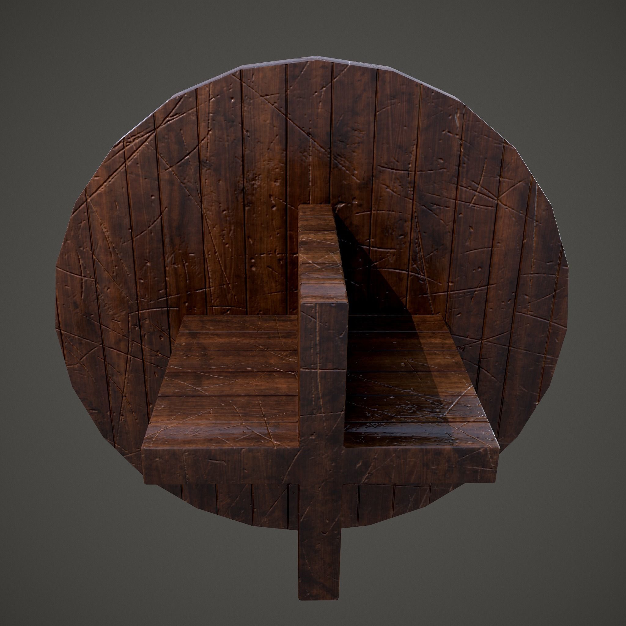 Medieval Tavern Round Table Low-poly 3D model_17