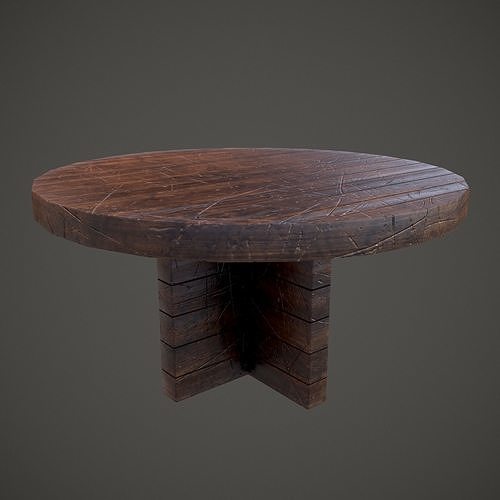 Medieval Tavern Round Table Low-poly 3D model