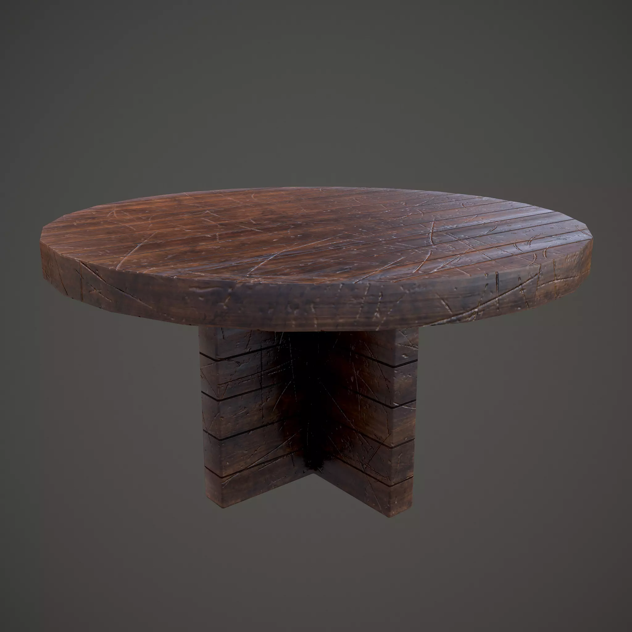 Medieval Tavern Round Table Low-poly 3D model_0