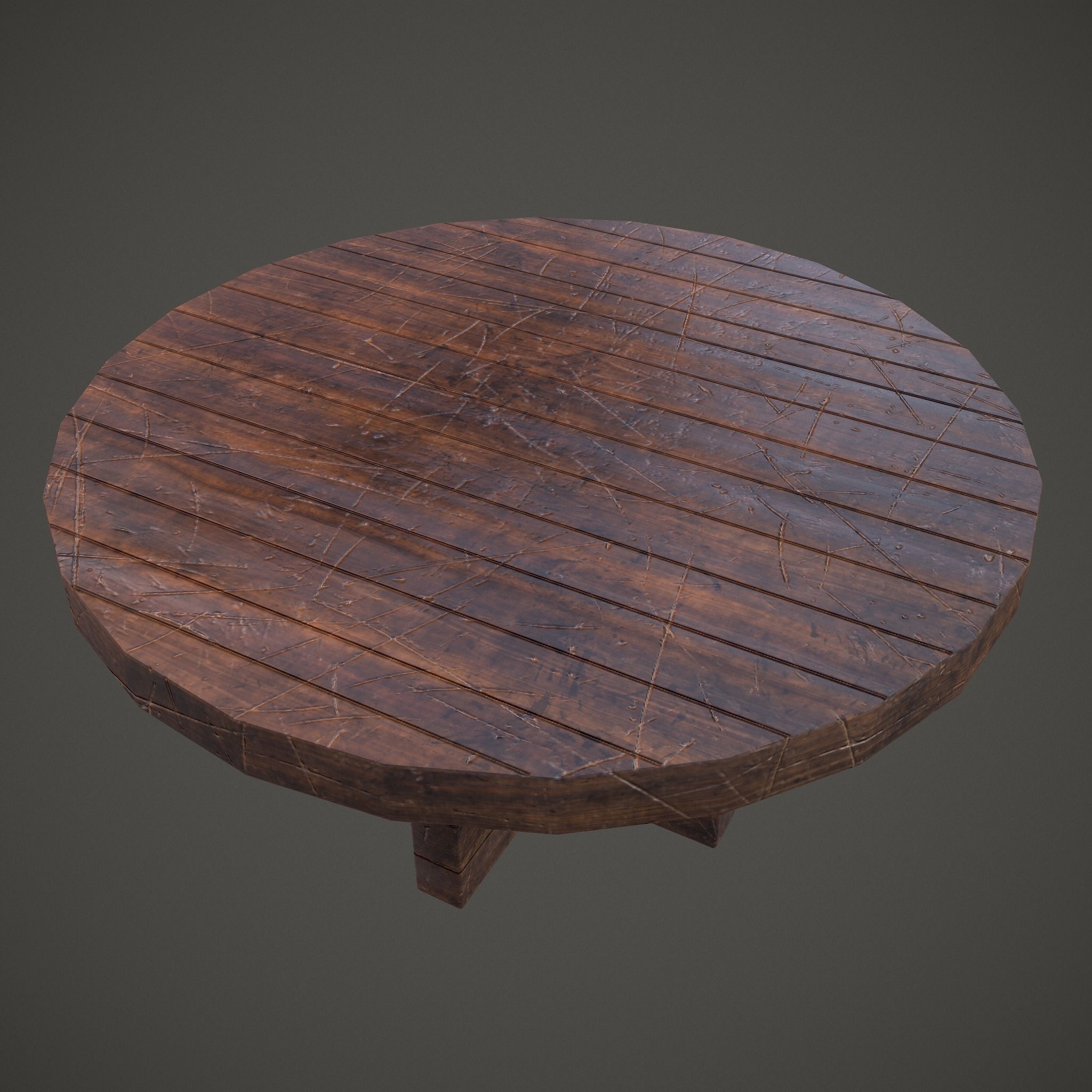 Medieval Tavern Round Table Low-poly 3D model_12