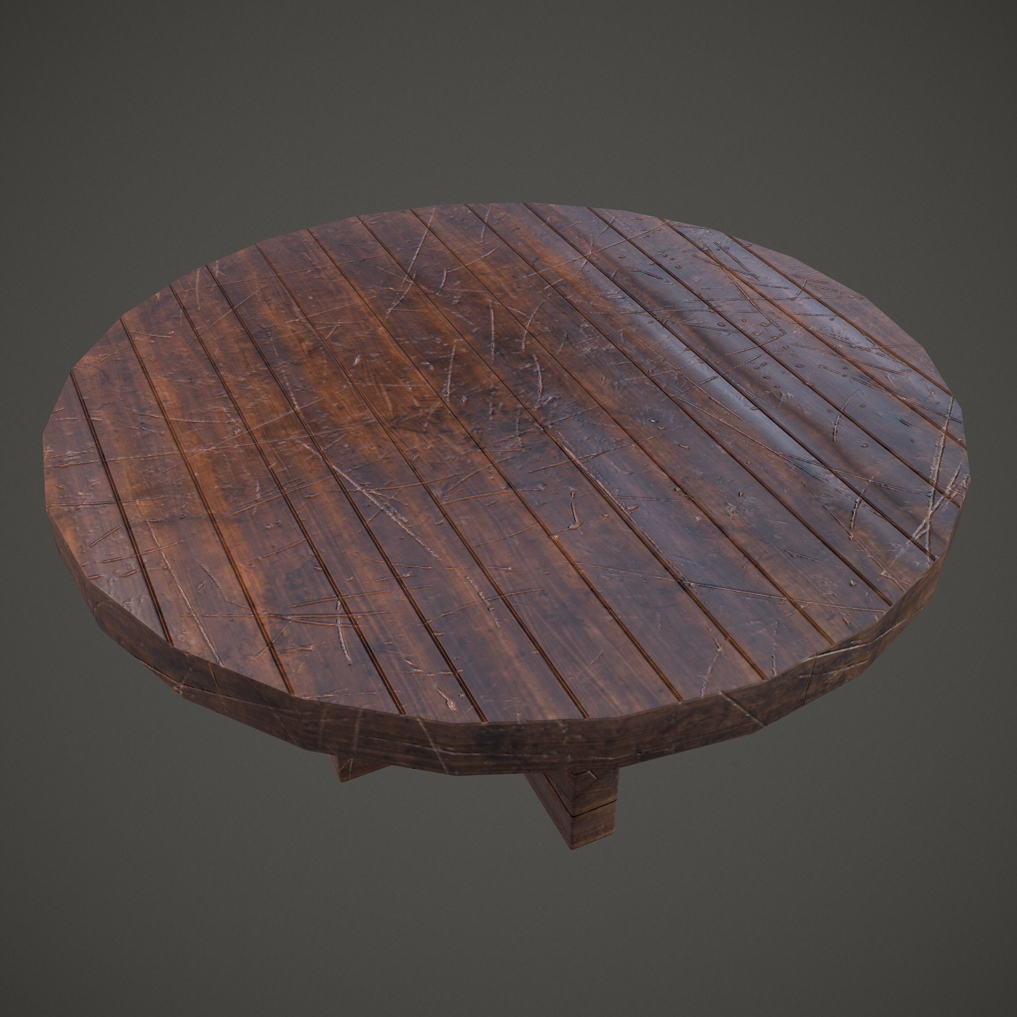 Medieval Tavern Round Table Low-poly 3D model_8