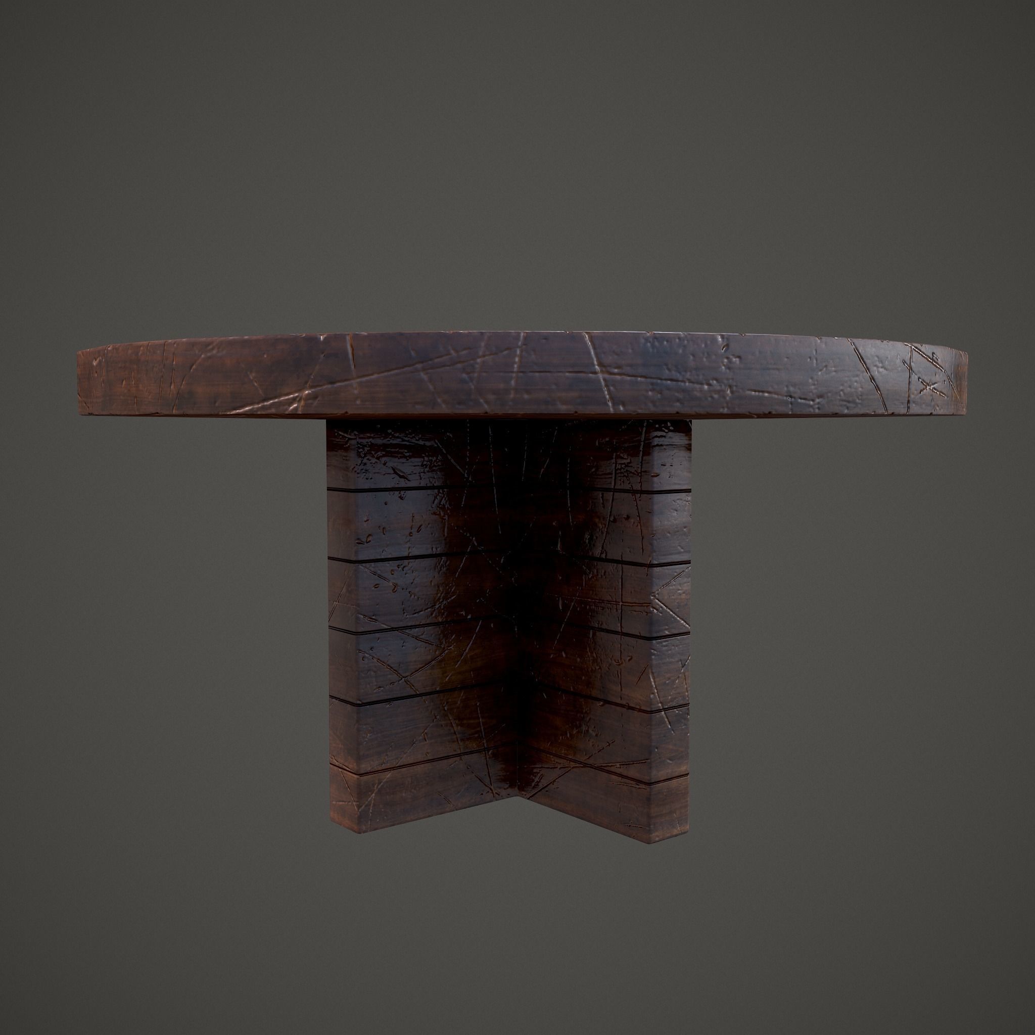 Medieval Tavern Round Table Low-poly 3D model_15