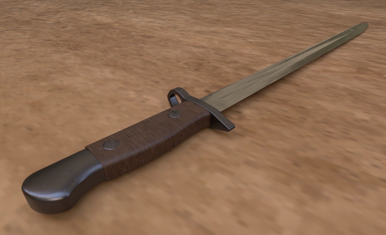 WWII Bayonet Military K-Bar  Low-poly 3D model_9