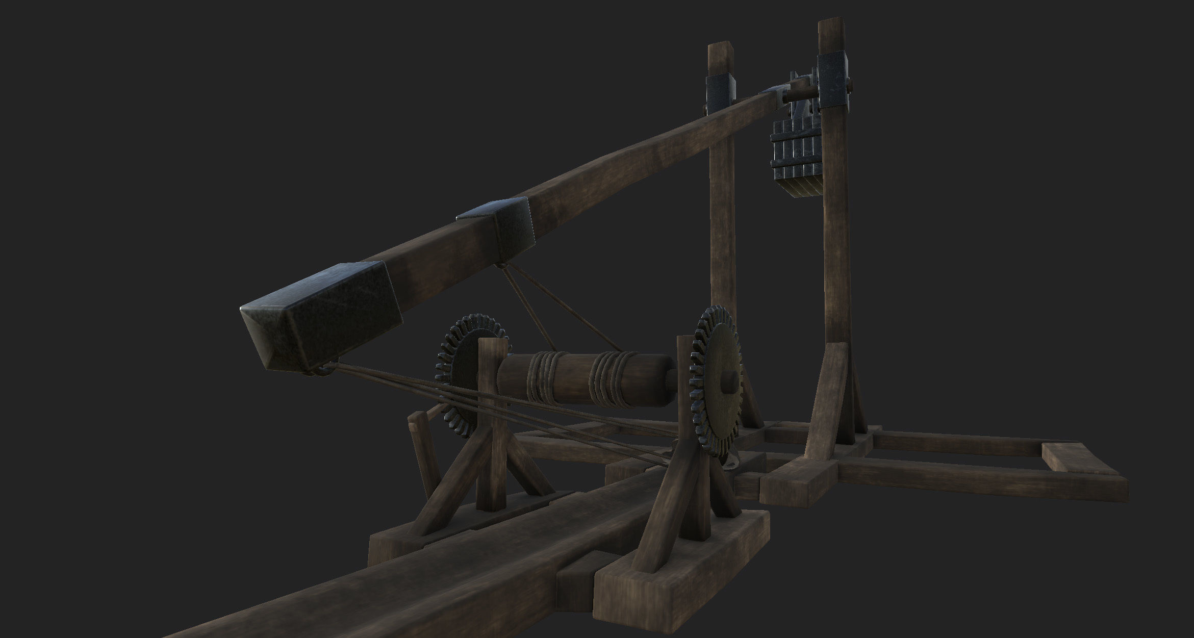 Catapul catapult Low-poly 3D model_6