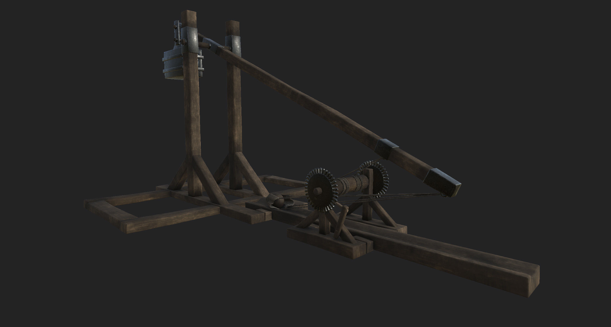 Catapul catapult Low-poly 3D model_2