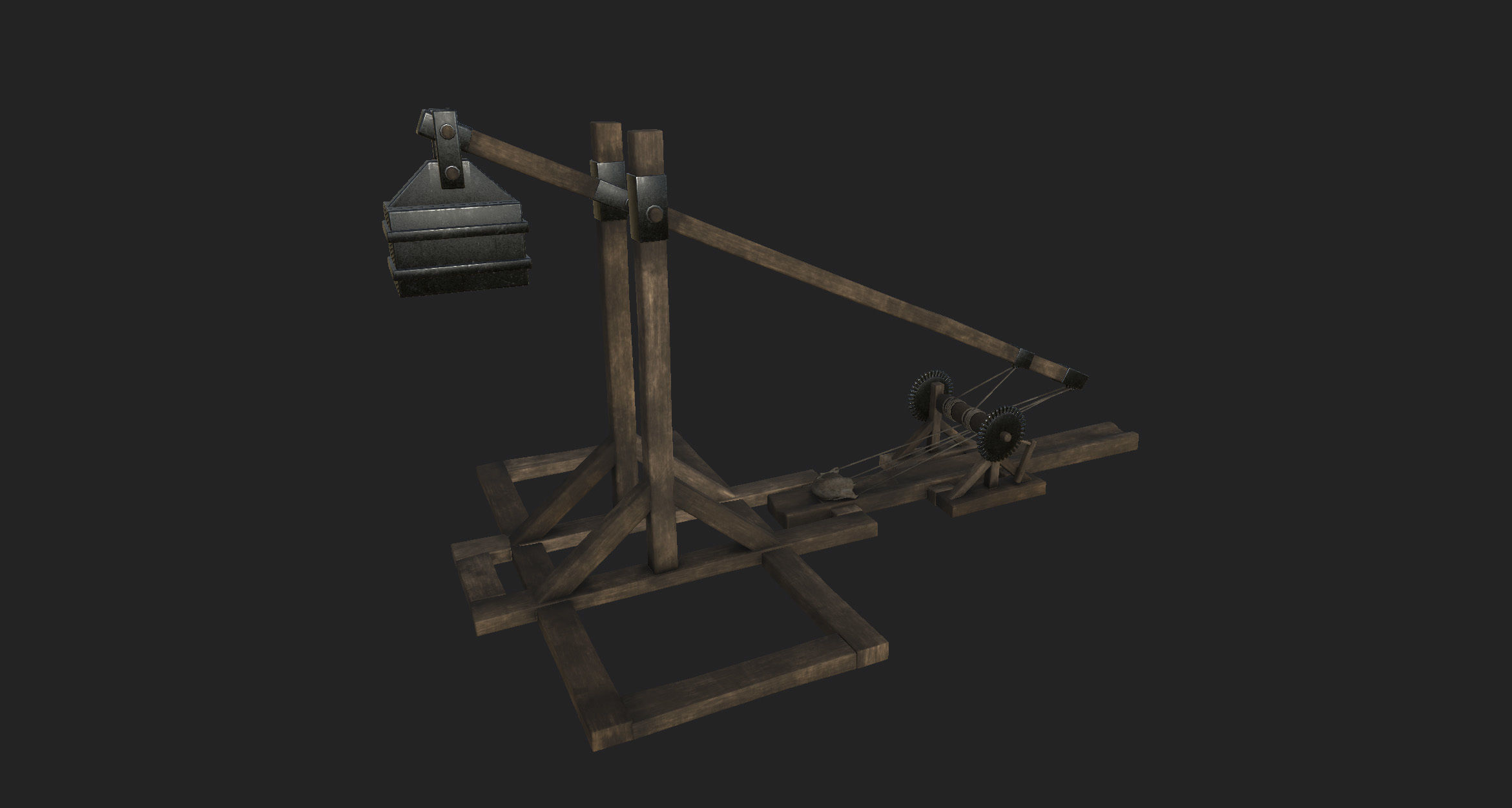 Catapul catapult Low-poly 3D model_4