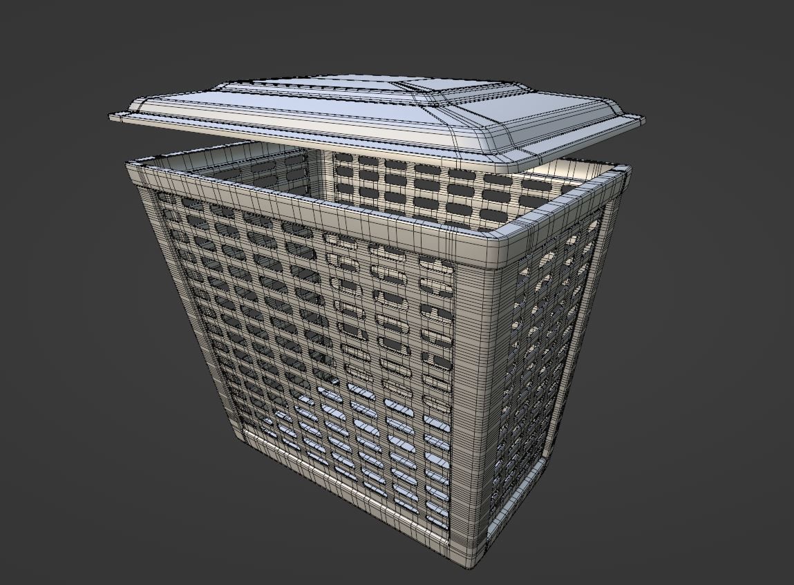 Laundry Basket With Cover 3D model_1
