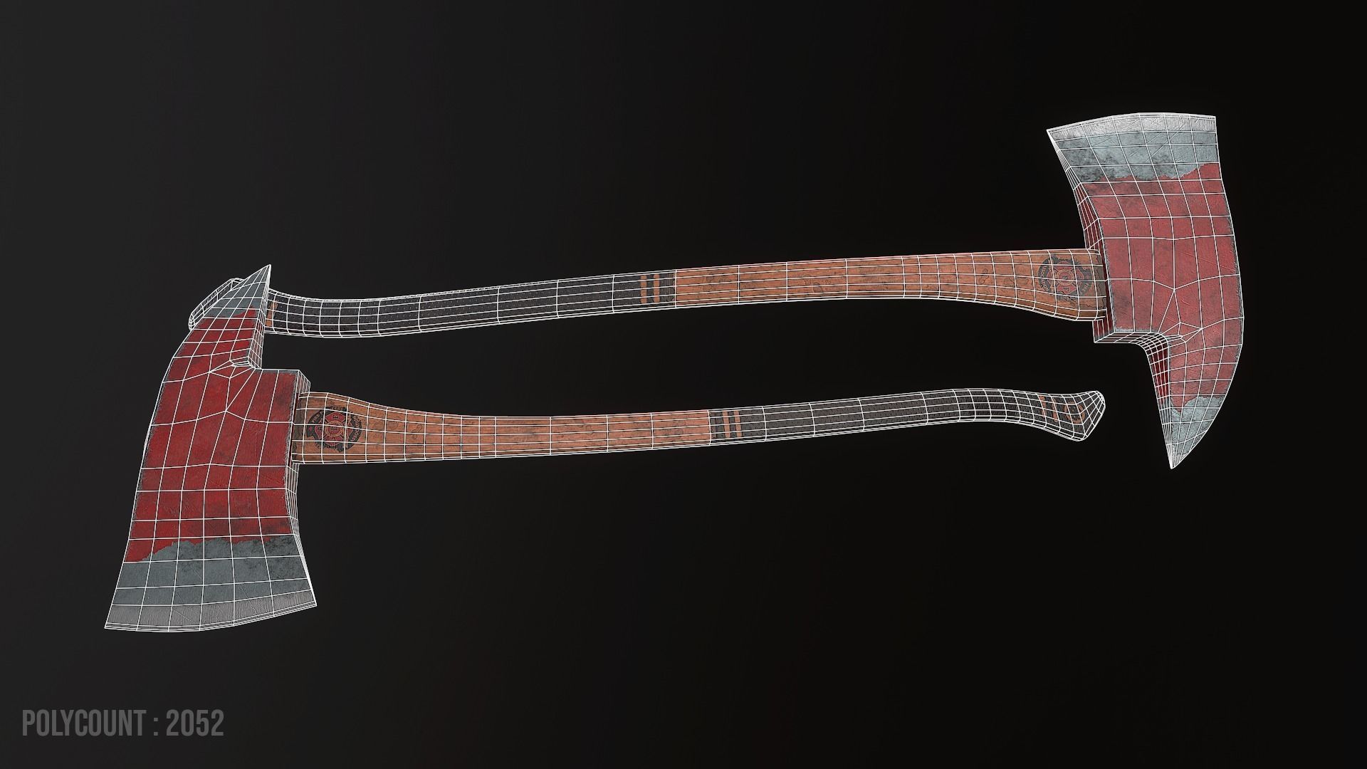Fire Axe Low-poly 3D model_3