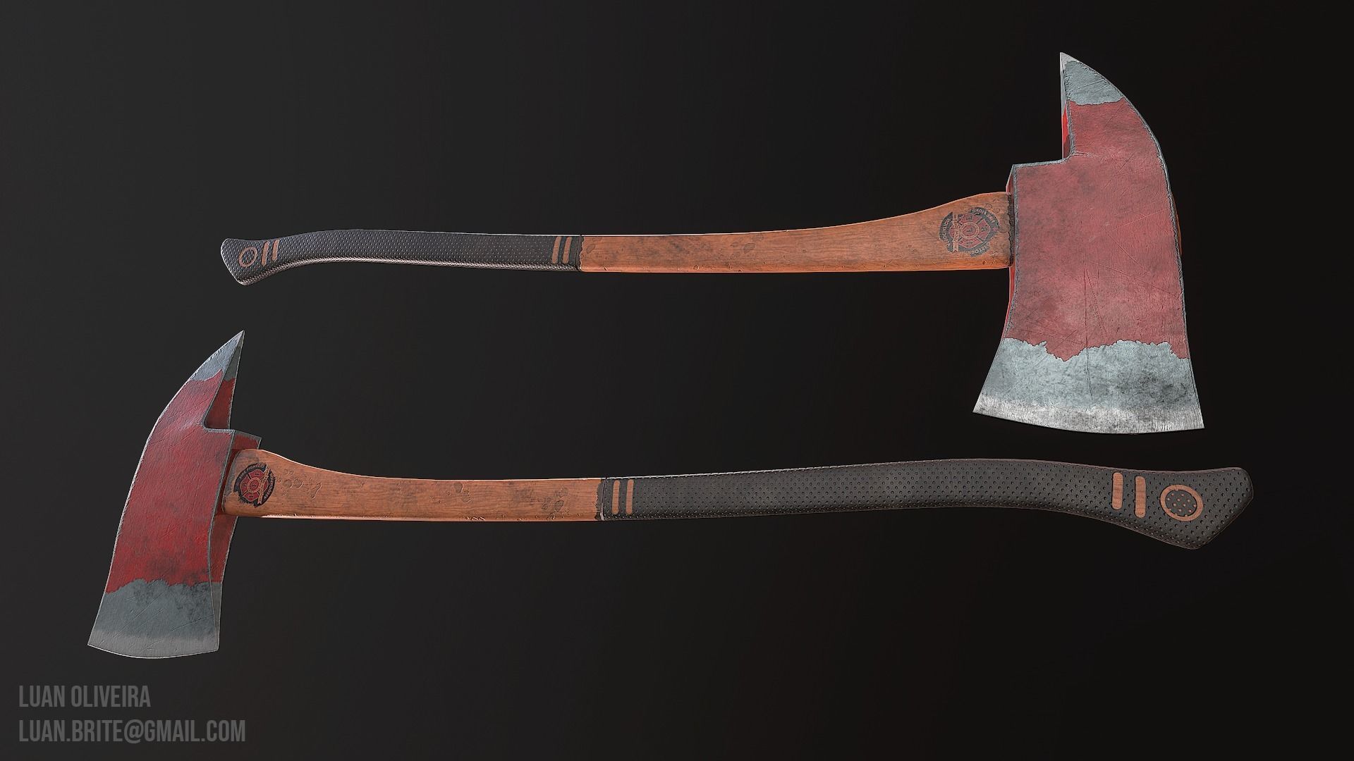 Fire Axe Low-poly 3D model_8