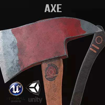 Fire Axe Low-poly 3D model_0
