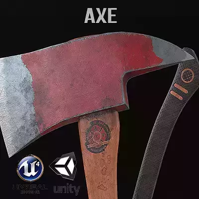 Fire Axe Low-poly 3D model