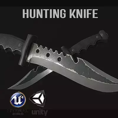 Hunting Knife Low-poly 3D model