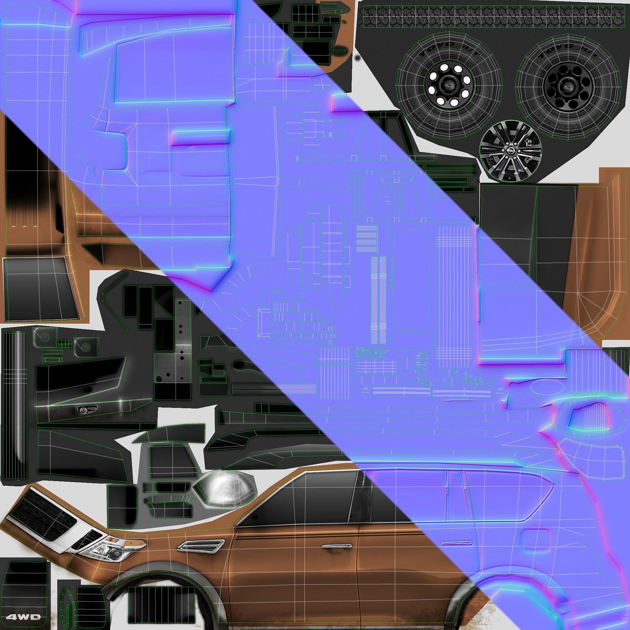 Nissan Armada Off-road Build Low-poly 3D model_9