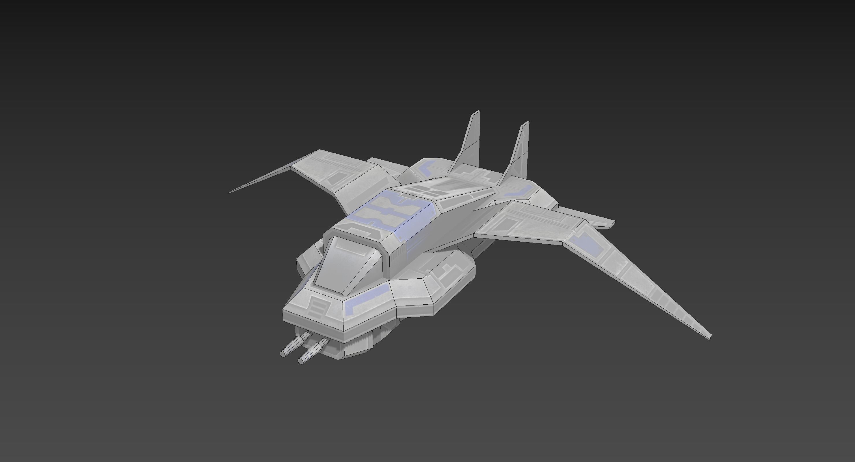 Ultra Low Poly Gunship Low-poly 3D model_5