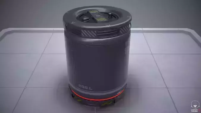 Sci-Fi Barrel Low Poly PBR