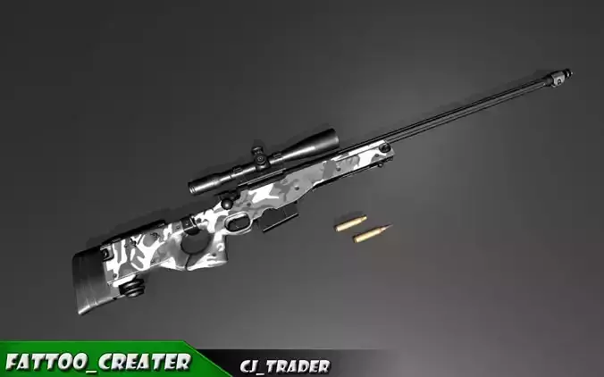 Modern AWM-Sniper Riffle low poly 3d model Low-poly 3D model