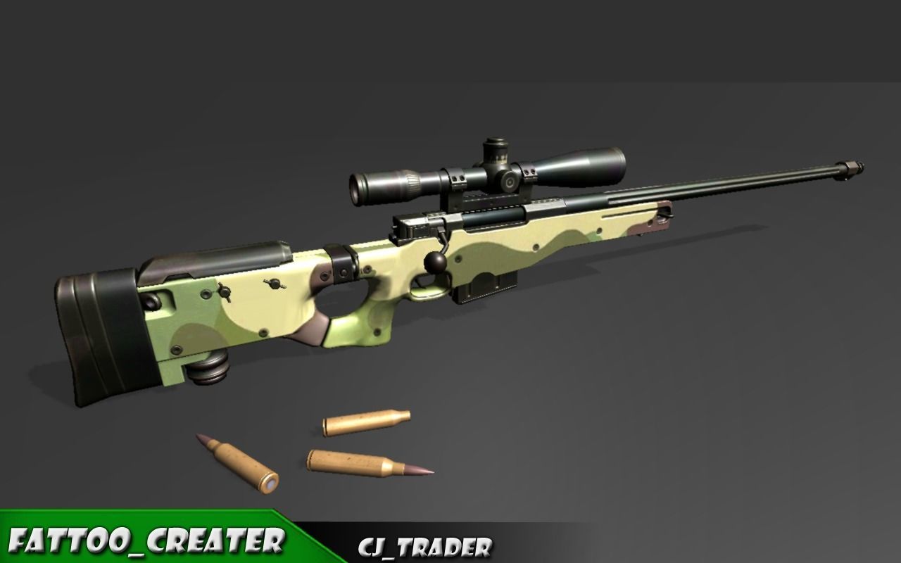 Modern AWM-Sniper Riffle HQ Lowpoly 3D Model 3D Model Collection_3