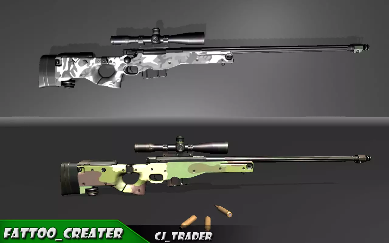 Modern AWM-Sniper Riffle HQ Lowpoly 3D Model 3D Model Collection_0