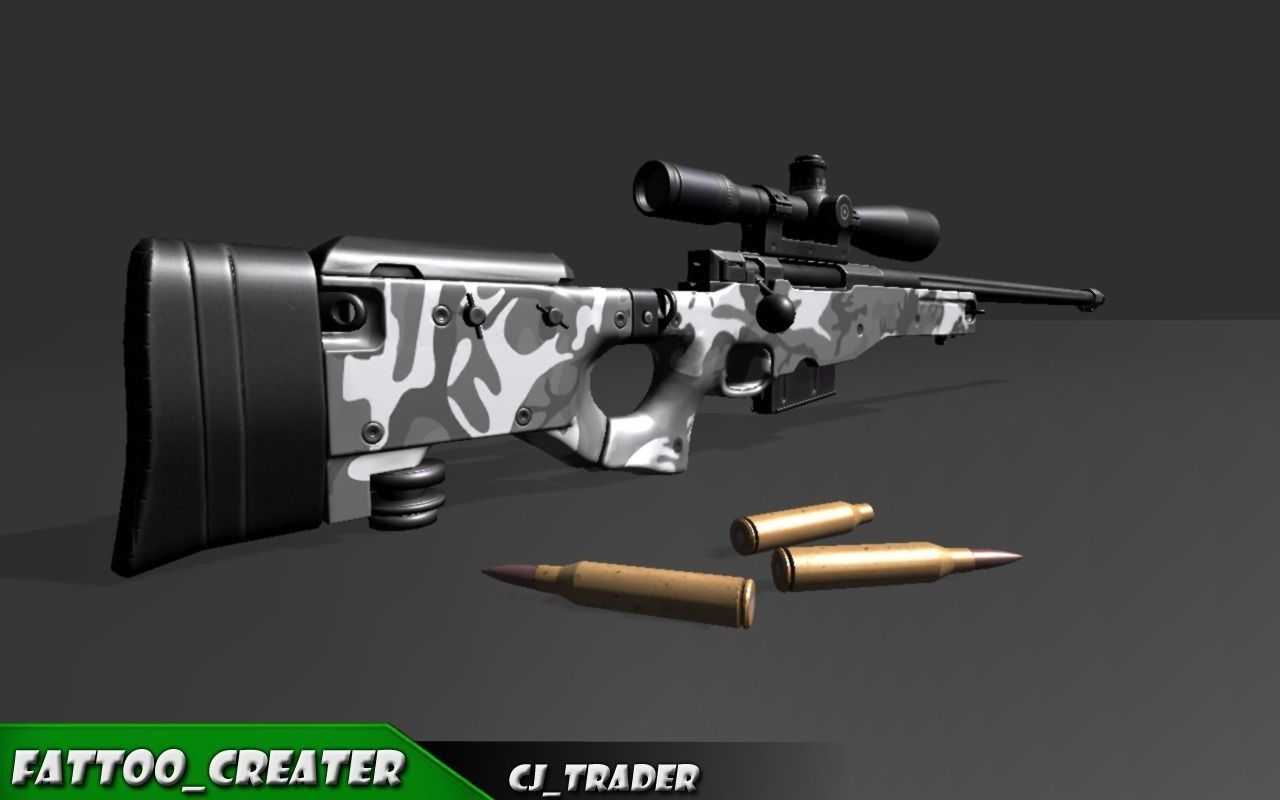 Modern AWM-Sniper Riffle HQ Lowpoly 3D Model 3D Model Collection_4
