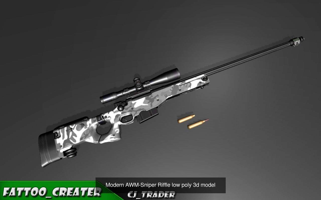Modern AWM-Sniper Riffle HQ Lowpoly 3D Model 3D Model Collection_2