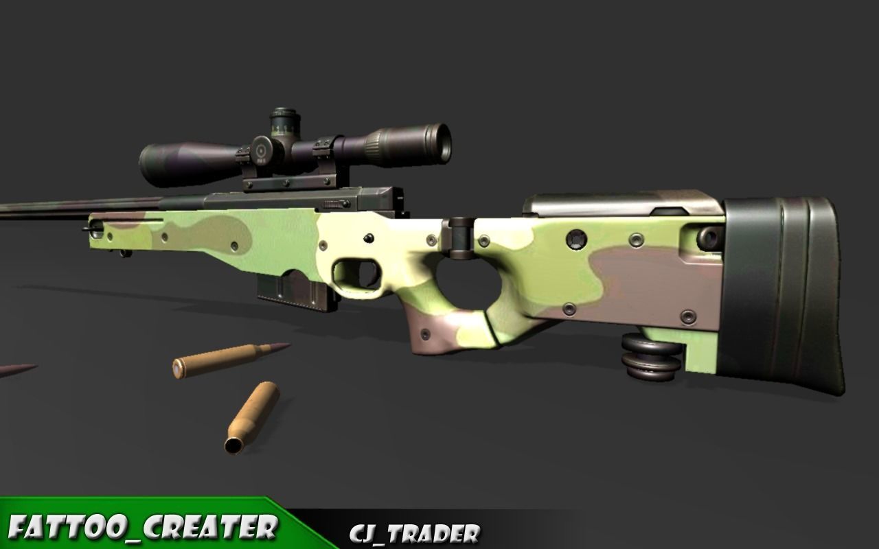 Modern AWM-Sniper Riffle HQ Lowpoly 3D Model 3D Model Collection_6