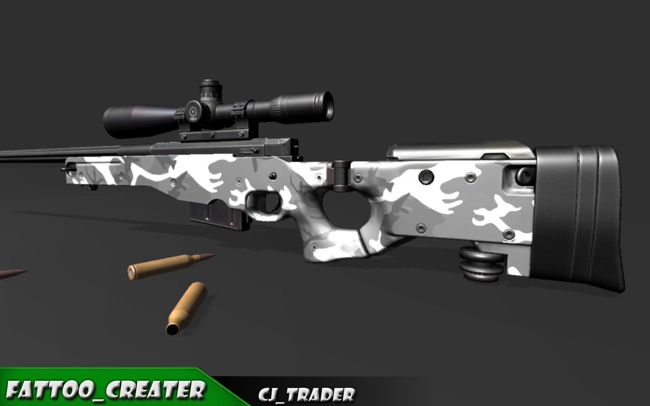 Modern AWM-Sniper Riffle HQ Lowpoly 3D Model 3D Model Collection_5