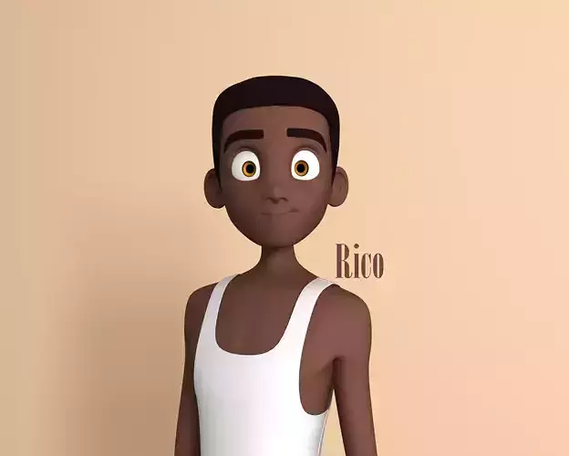 Rico cartoon Male Teen character  AR friendly texture atlas