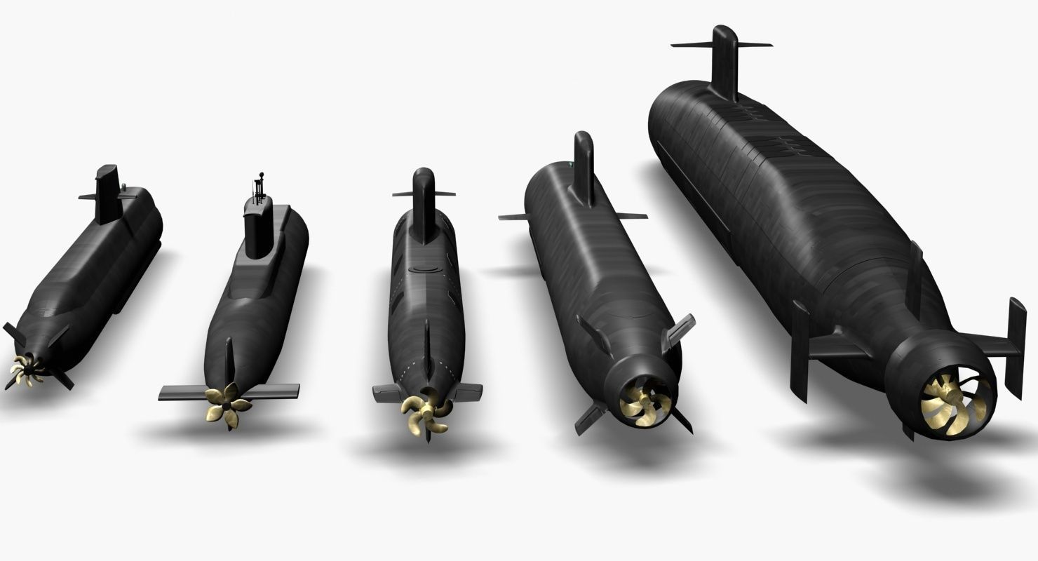 Submarine collection x5 3D model_2