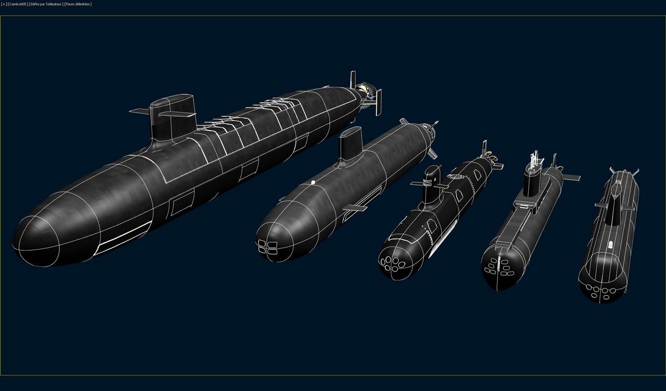 Submarine collection x5 3D model_3