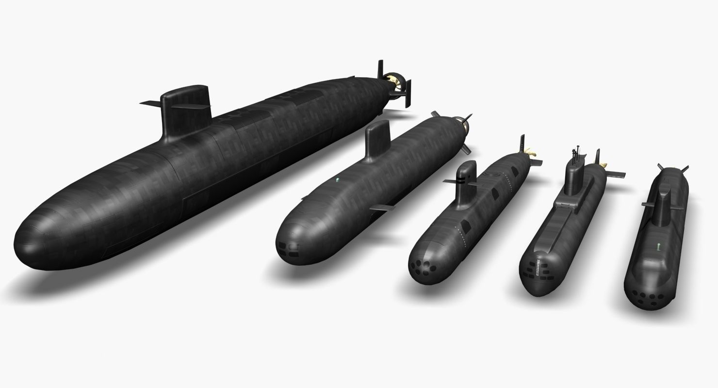 Submarine collection x5 3D model_1