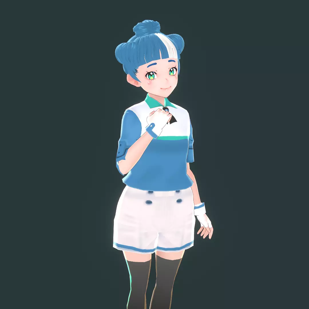 Godotte anime girl with hair and shorts Low-poly 3D model