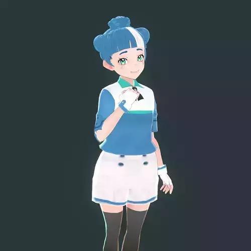Godotte anime girl with hair and shorts Low-poly 3D model