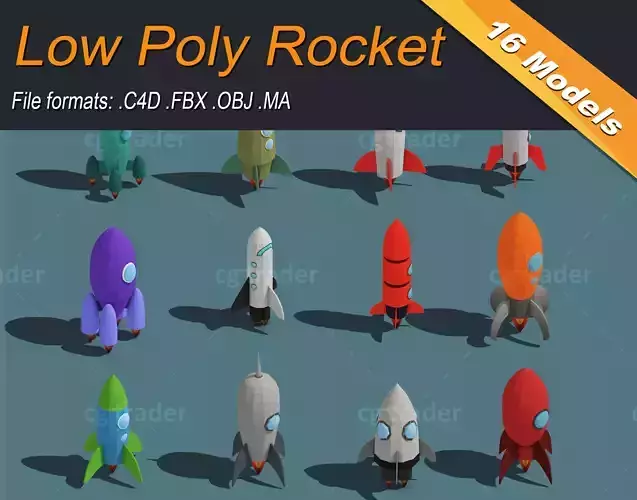 Low Poly Rocket Isometric Low-poly 3D model