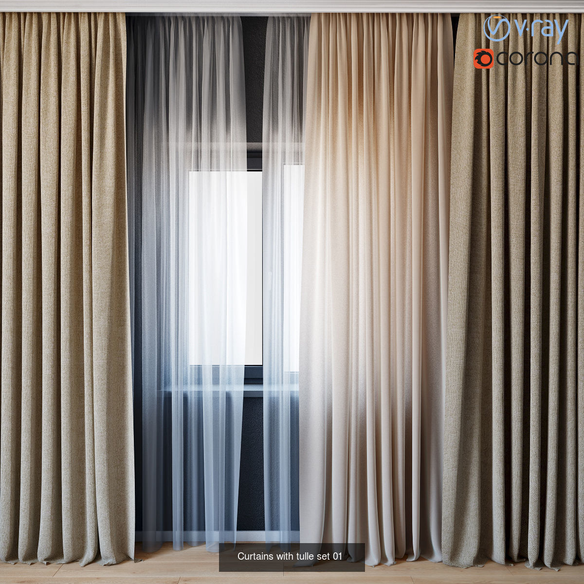 Curtains small pack 4 in 1  3D Model Collection_2