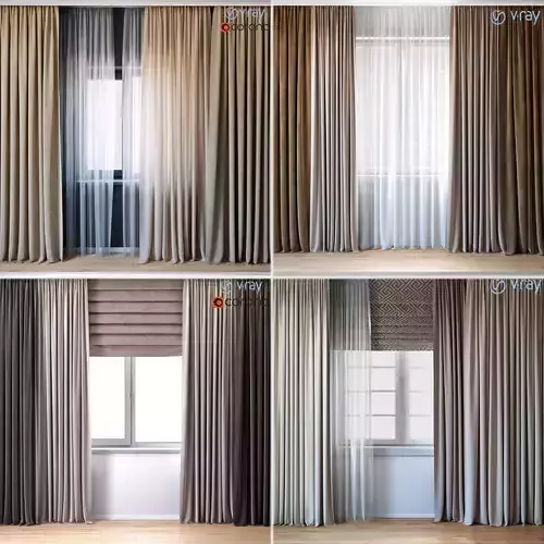Curtains small pack 4 in 1  3D Model Collection