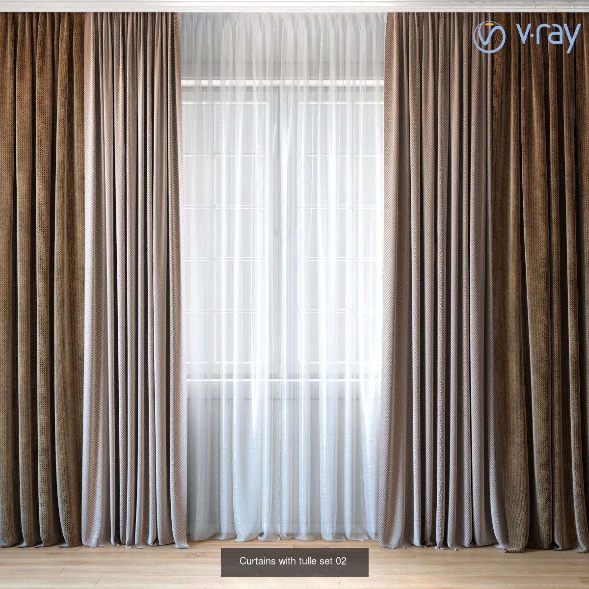 Curtains small pack 4 in 1  3D Model Collection_4