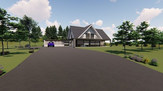 visualization of single family house Low-poly 3D model