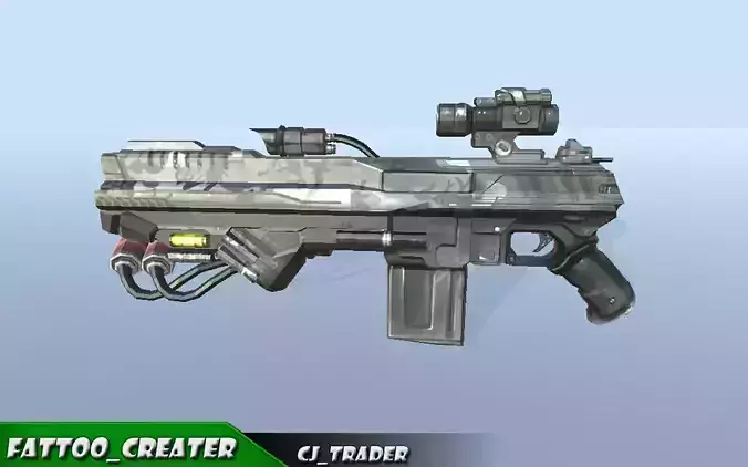 Modern Sci-Fi Space Gun 3D Model Low-poly 3D model